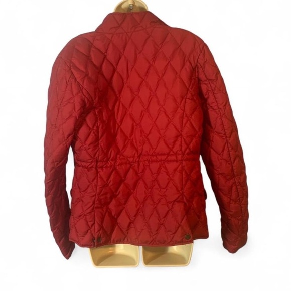 Eddie Bauer Red Quilted Puffer coat Packable goose down 550 fill large tall - Picture 2 of 7